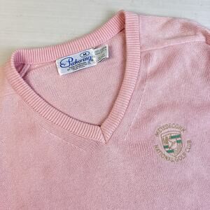 Vintage Pinkering V Neck Sweater Men's M Pink Metedeconk National Golf Club